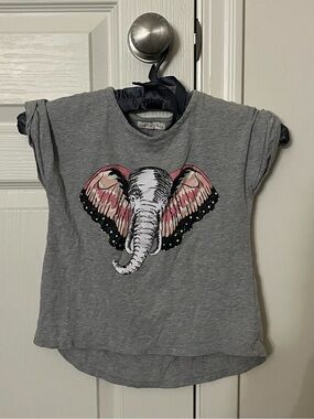 Copper Key Gray Tee with Pink and Black Elephant Graphic